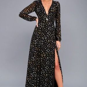 Lulus Sparks Fly Star Print Maxi Dress size XS- NWT